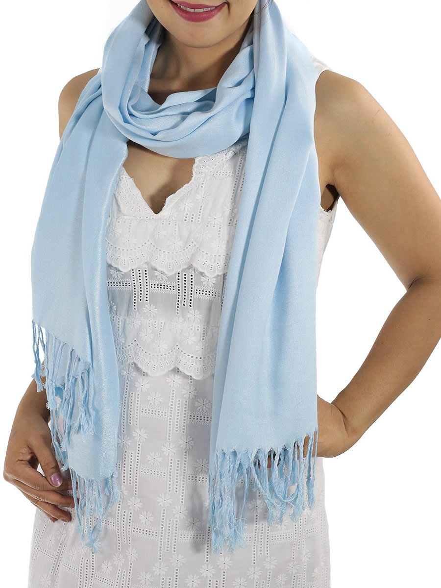 Pashmina Scarf, Light Blue: image 7