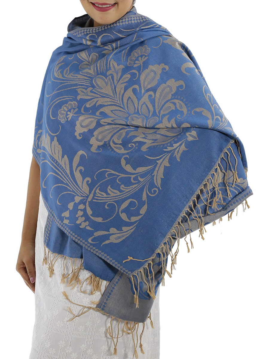 Patterned Blue Pashmina