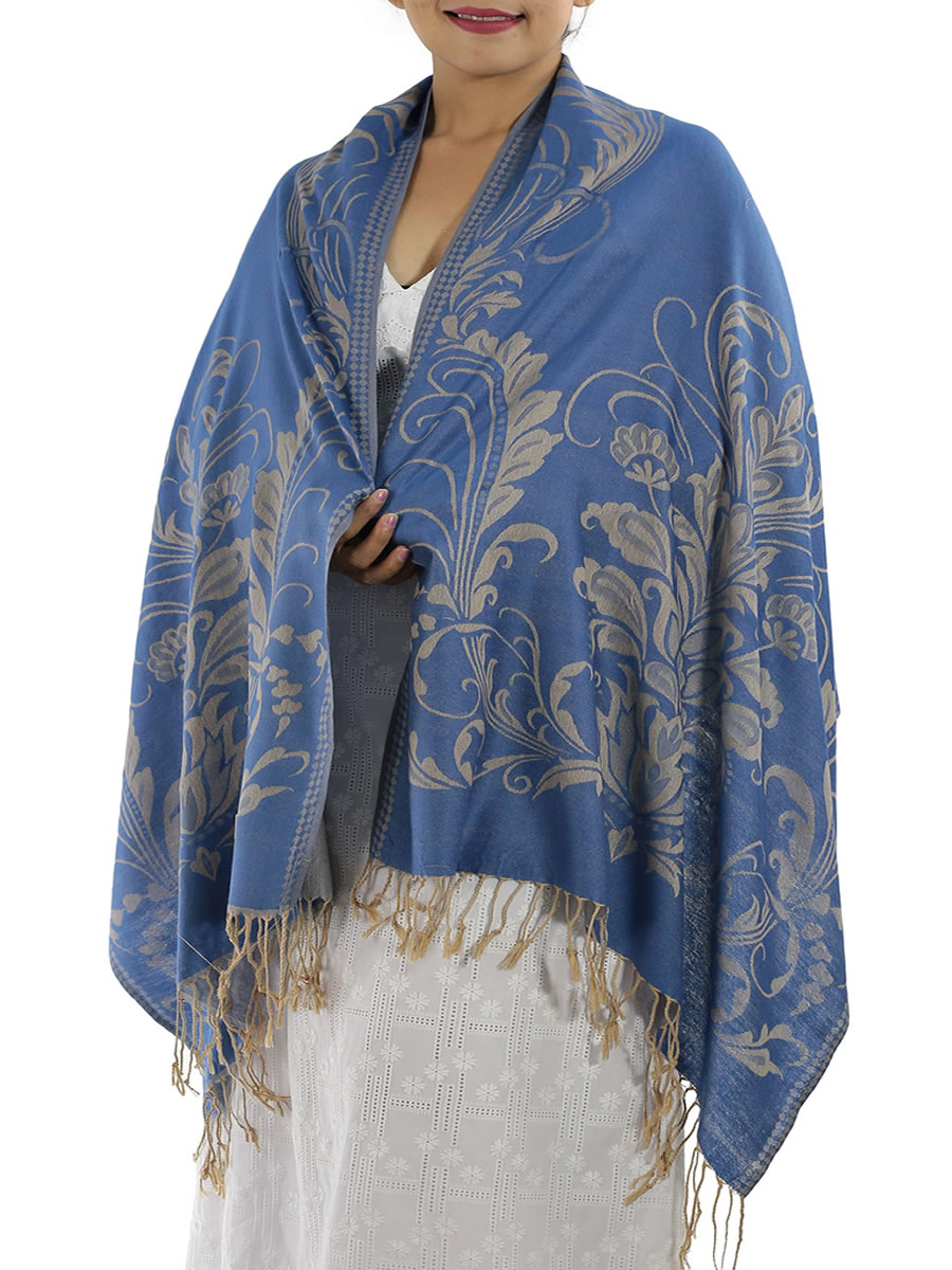 Patterned Blue Pashmina