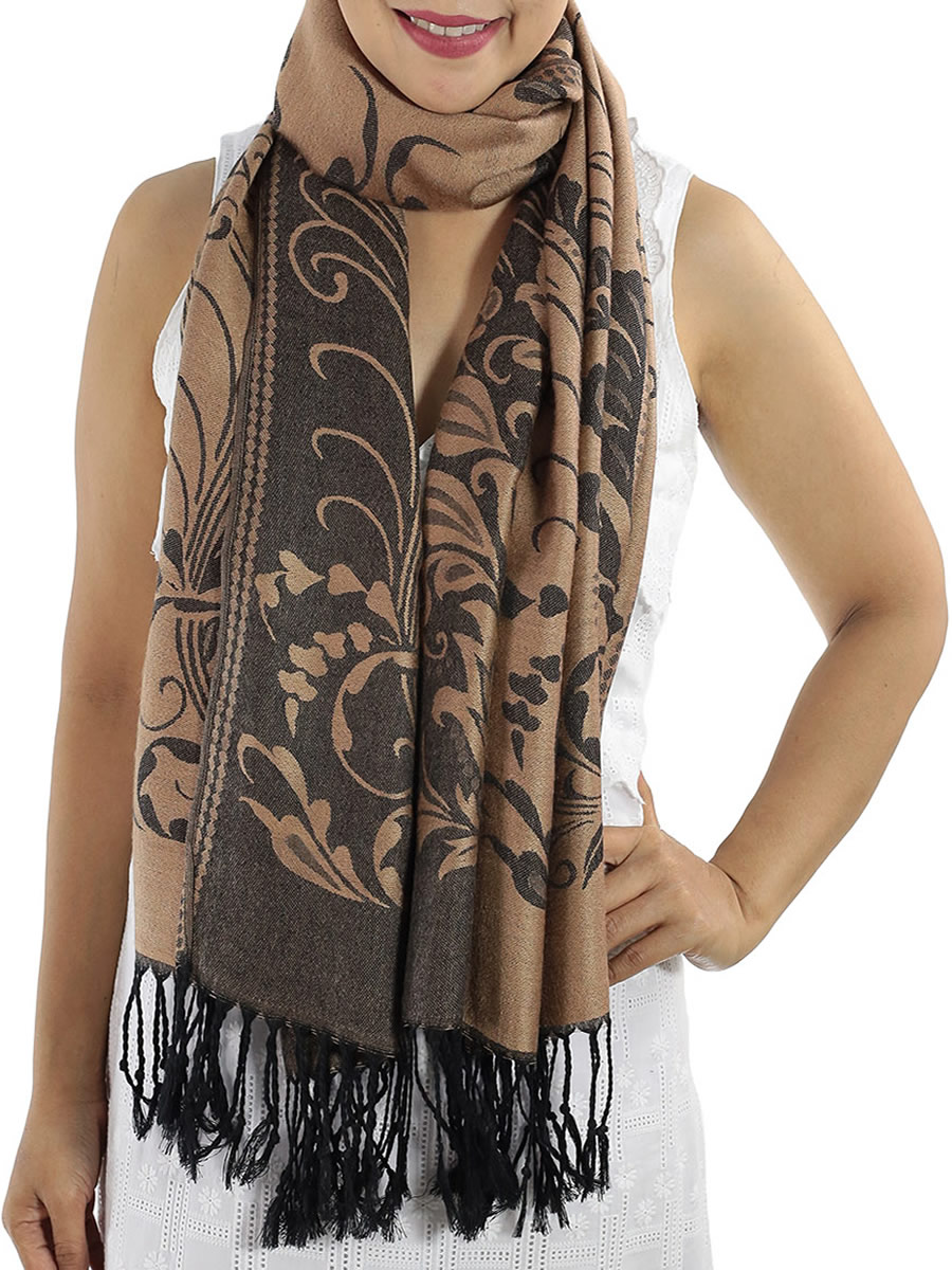 Patterned Brown Pashmina: image 3