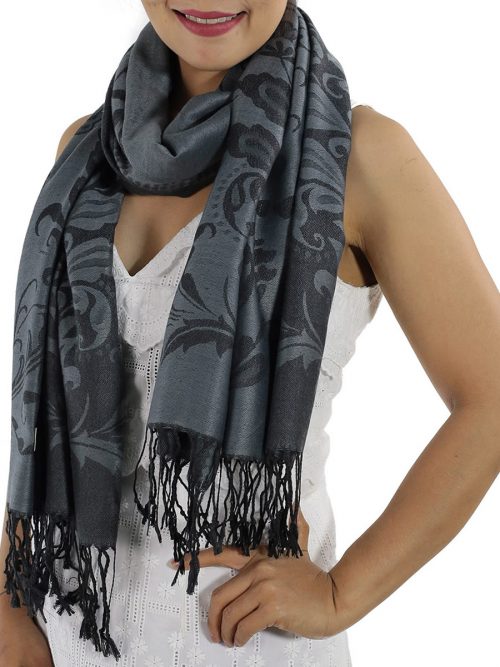 Patterned Grey Pashmina: image 4