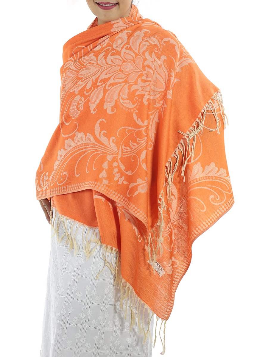 Patterned Orange Pashmina