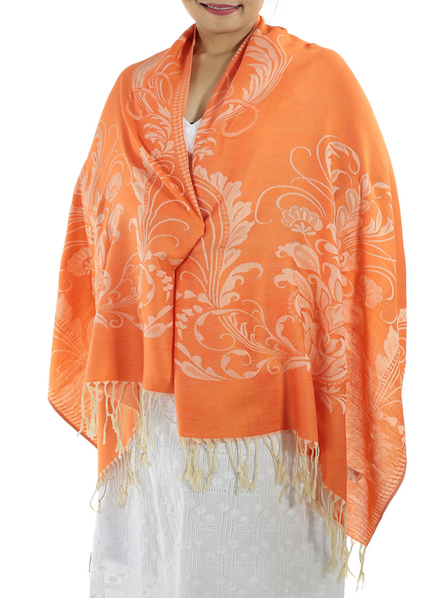 Patterned Orange Pashmina