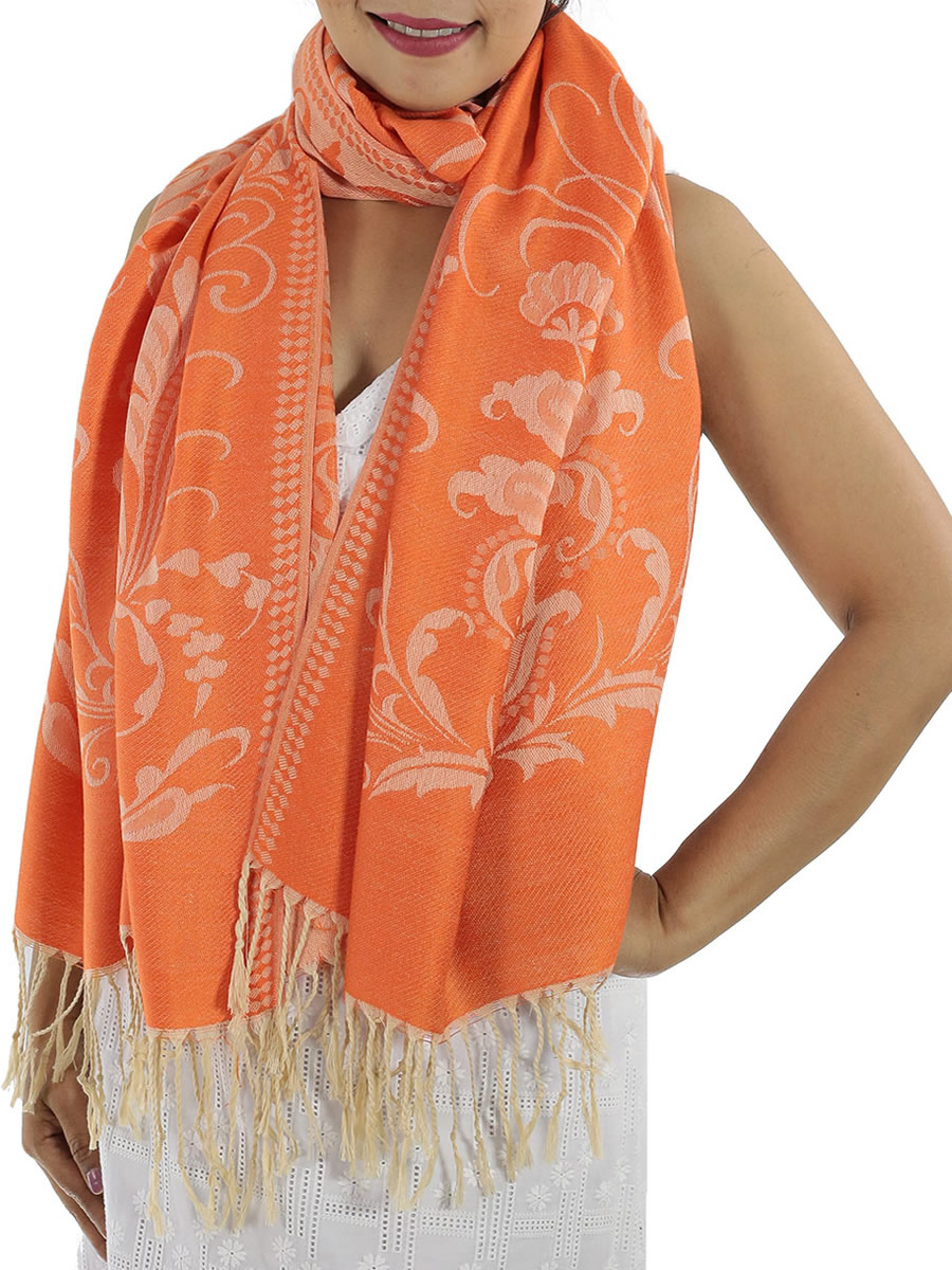 Patterned Orange Pashmina