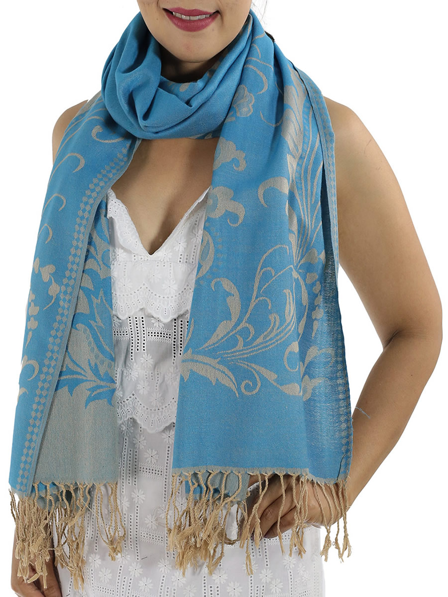 Patterned Pashmina, Baby Blue