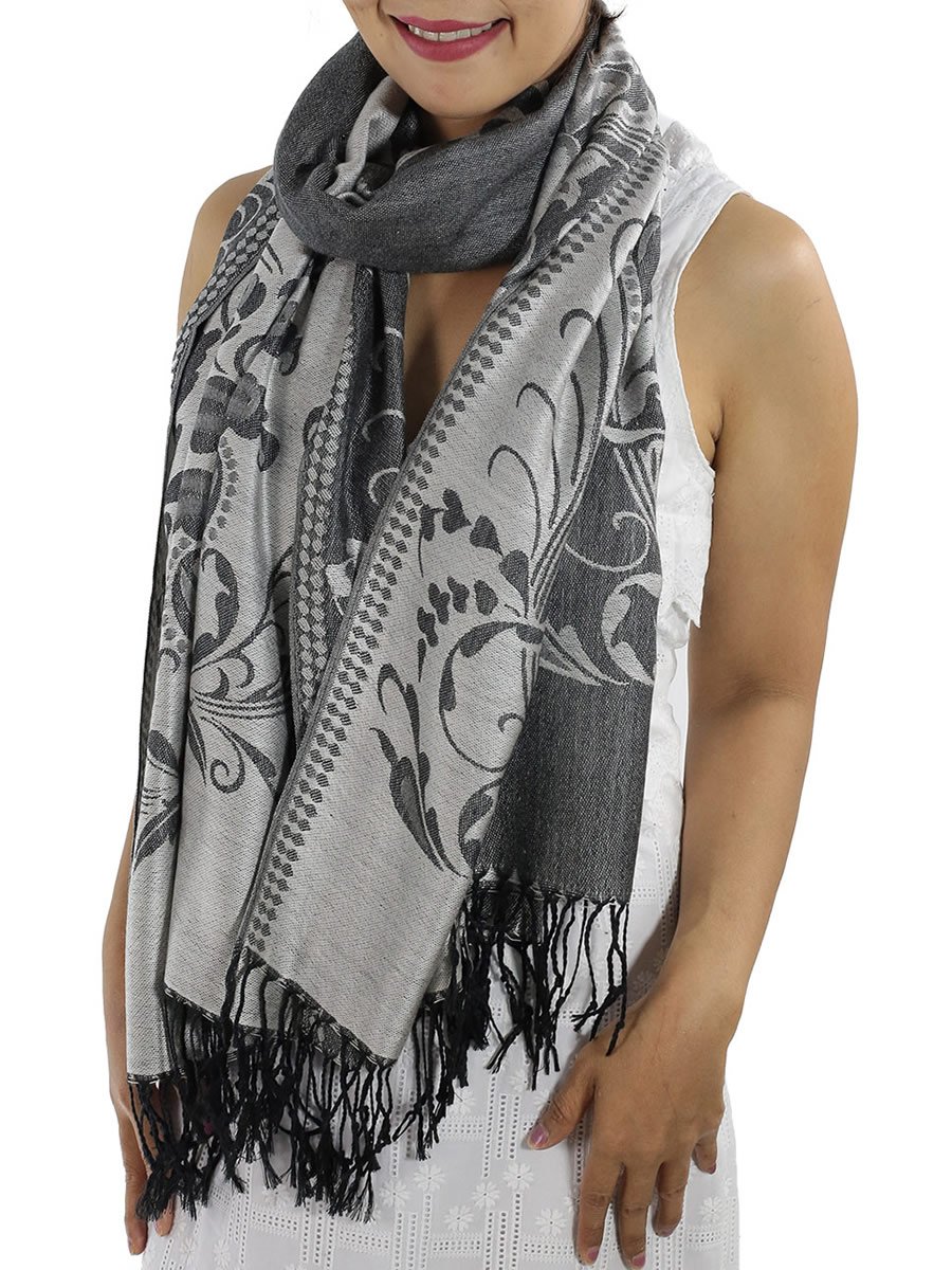 Patterned Pashmina, Gray