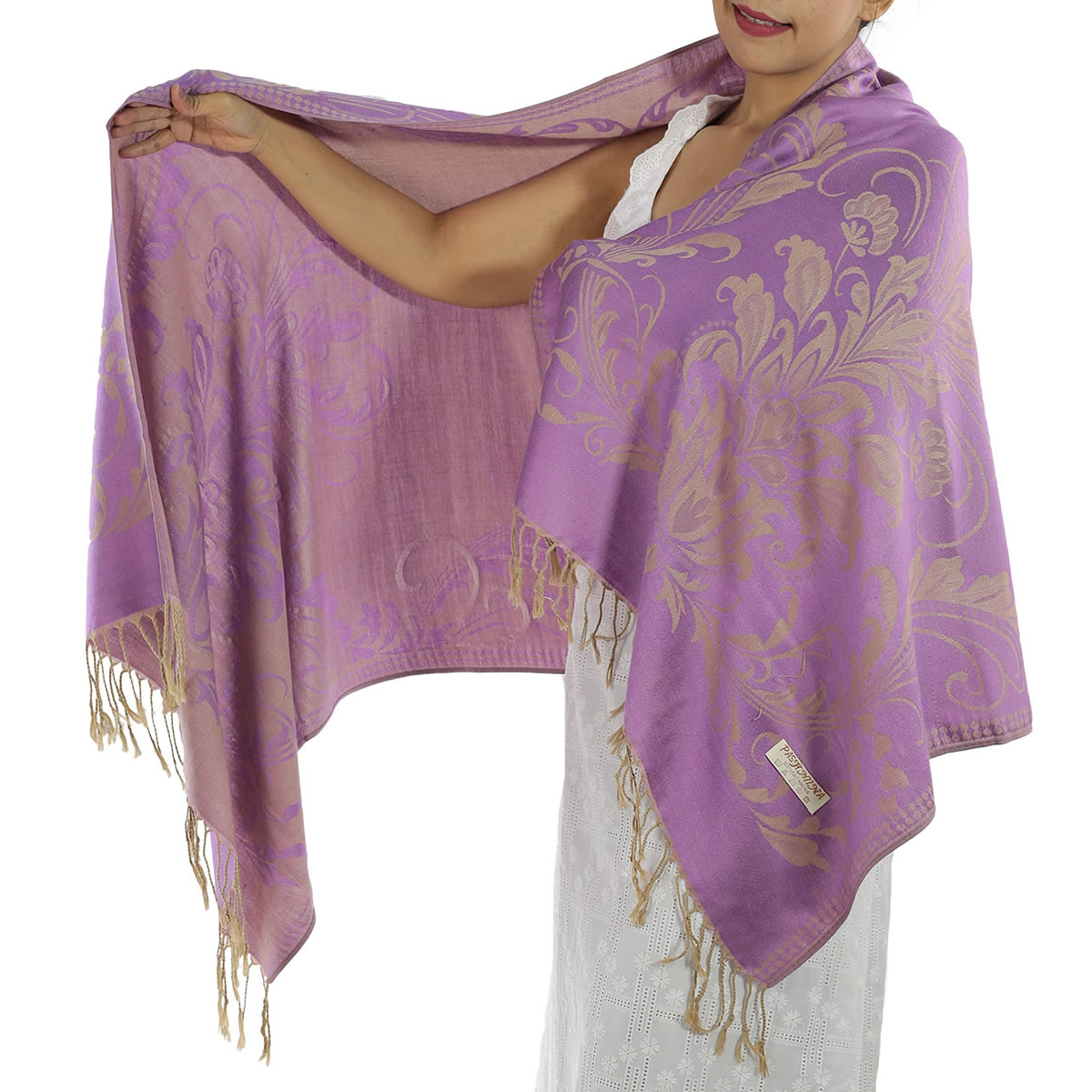 Patterned Purple Pashmina: image 1