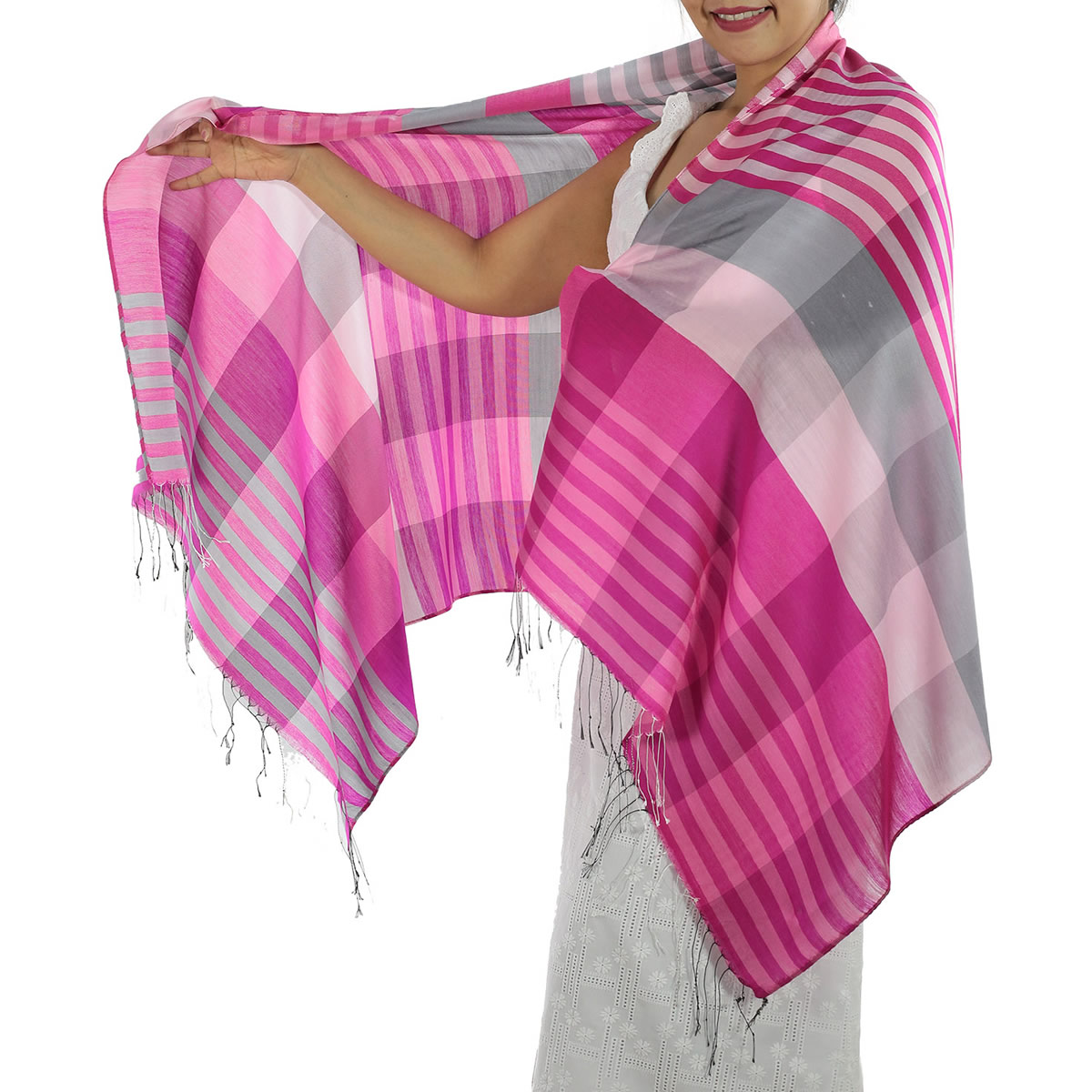 Pink Plaid Scarf