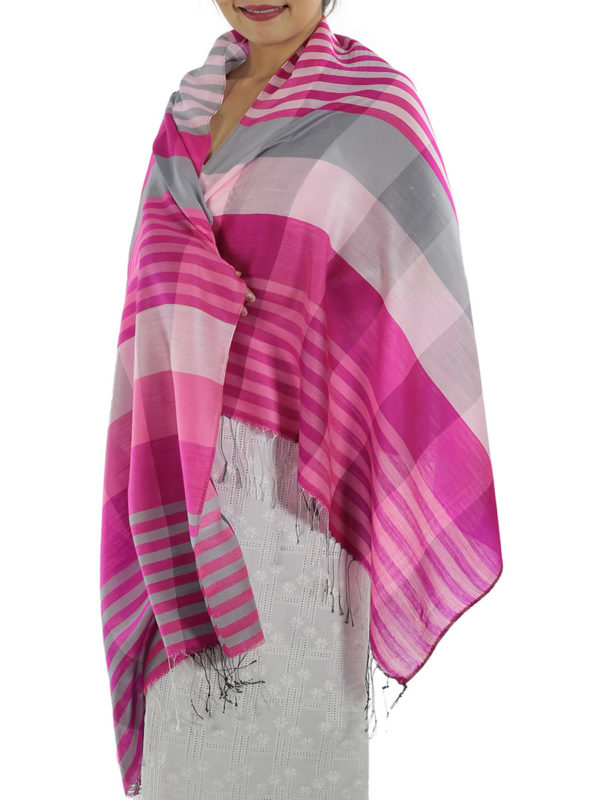 pink plaid shawl